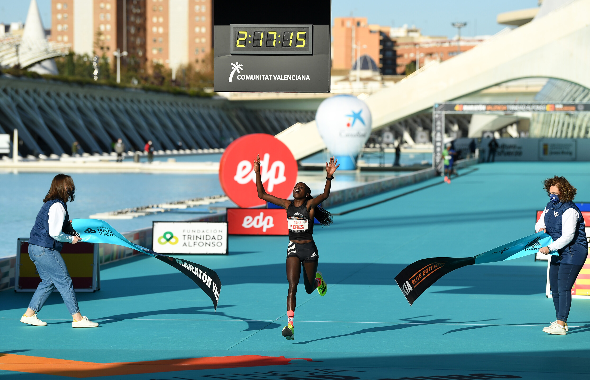 Peres Jepchichir sets a Marathon course record in adidas adizero adios Pro