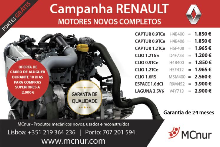 Motores novos completos RENAULT_MCnur_Março 2018
