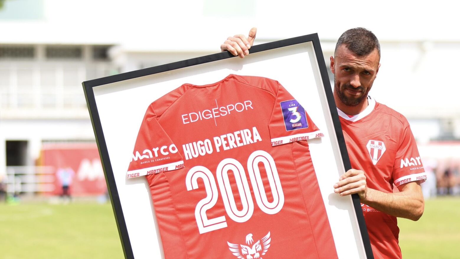 Hugo Pereira assinala 200 jogos pelo Marco 09 com homenagem e vit&oacute;ria frente ao SC Braga B