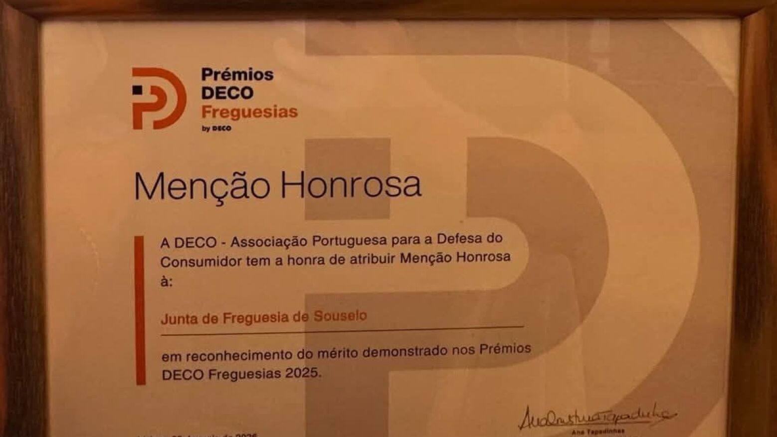 Cinf&atilde;es: Freguesia de Souselo distinguida com o Pr&eacute;mio Freguesia Honrosa da DECO PROteste