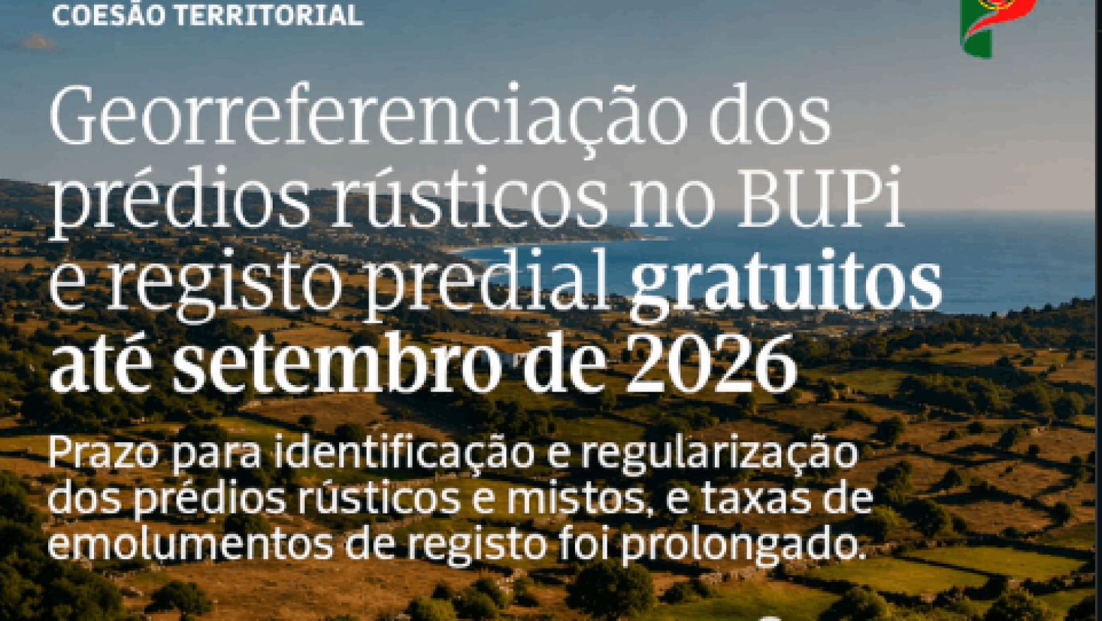 Registo de terrenos no BUPi continua gratuito at&eacute; setembro de 2026
