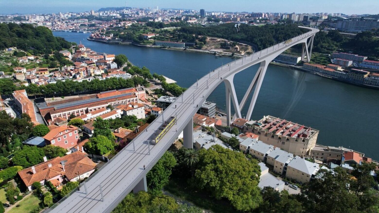 Nova ponte sobre o Douro ter&aacute; ciclovia e liga&ccedil;&atilde;o rodovi&aacute;ria. Esta&ccedil;&atilde;o TGV de Gaia ser&aacute; grande interface de transportes