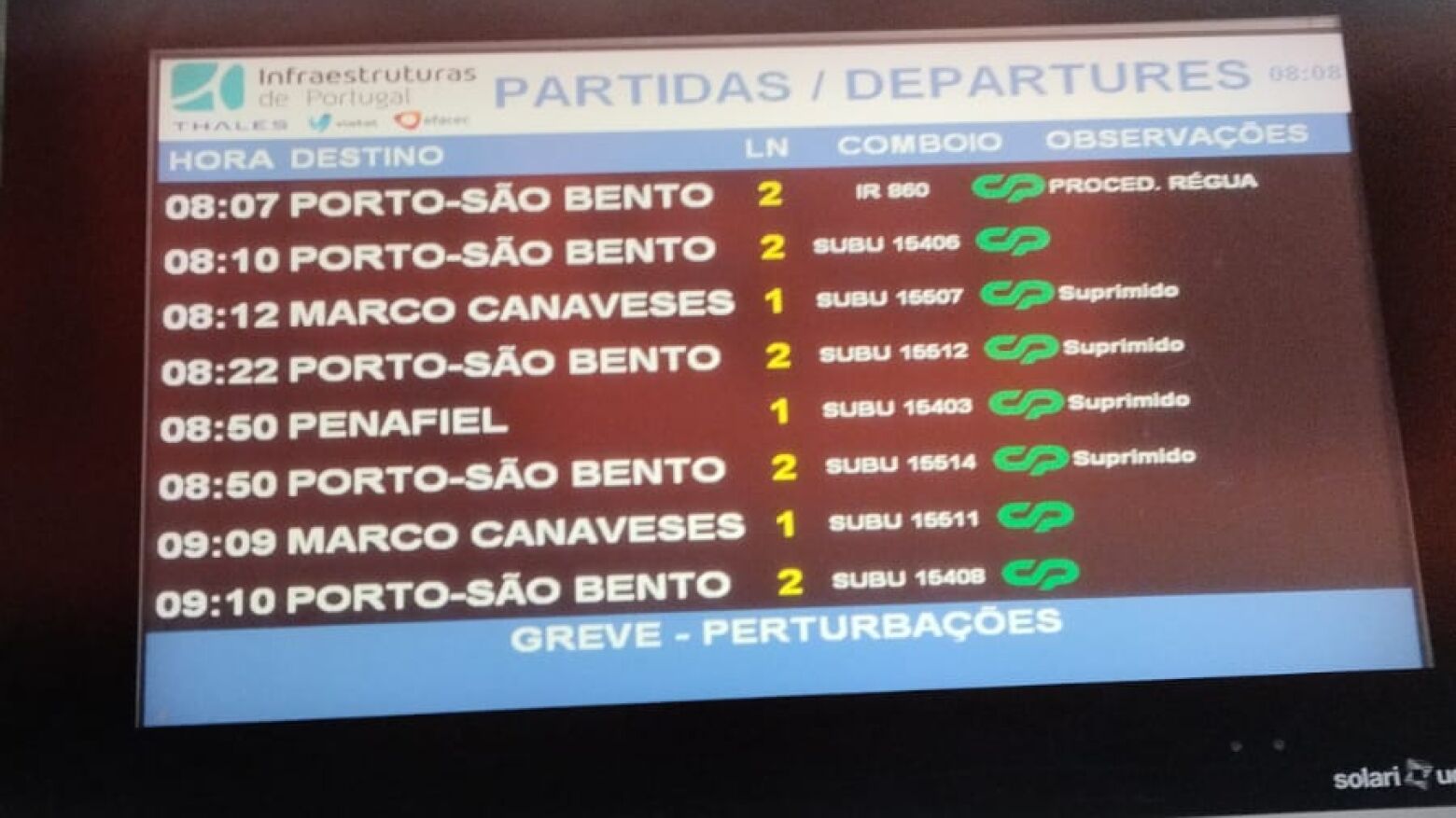 Greve na CP suprimiu hoje mais de 70% dos comboios nas primeiras horas do dia