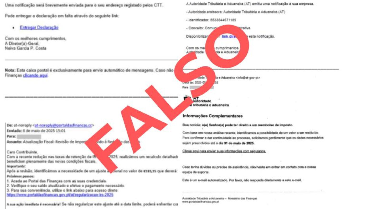 Autoridade Tributária alerta para novo esquema de e-mails fraudulentos sobre reembolsos do IRS