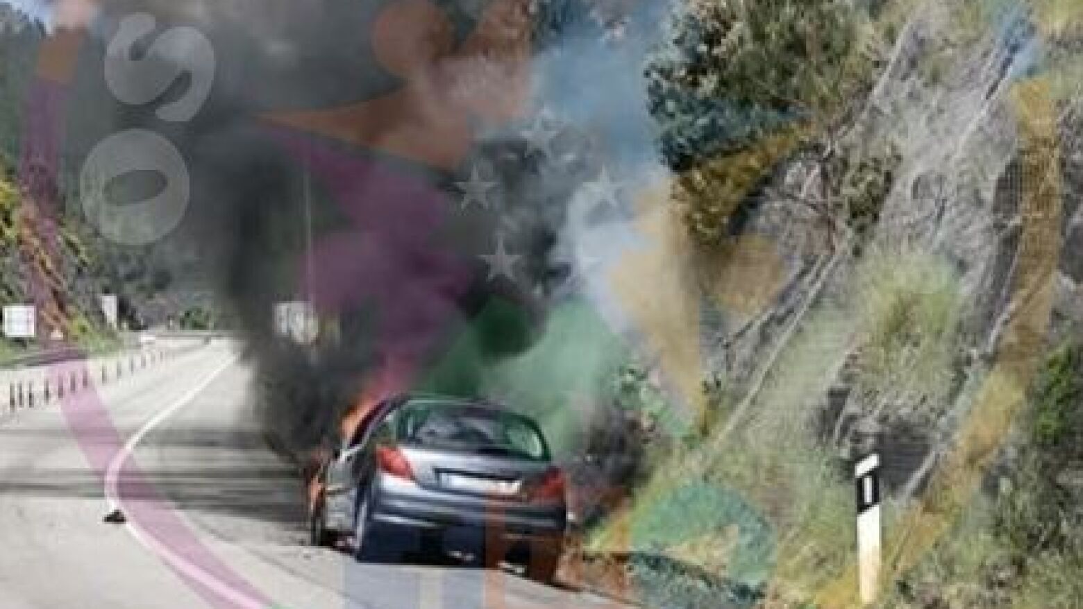 Amarante: Carro a arder no IP4 na zona de Ansiães