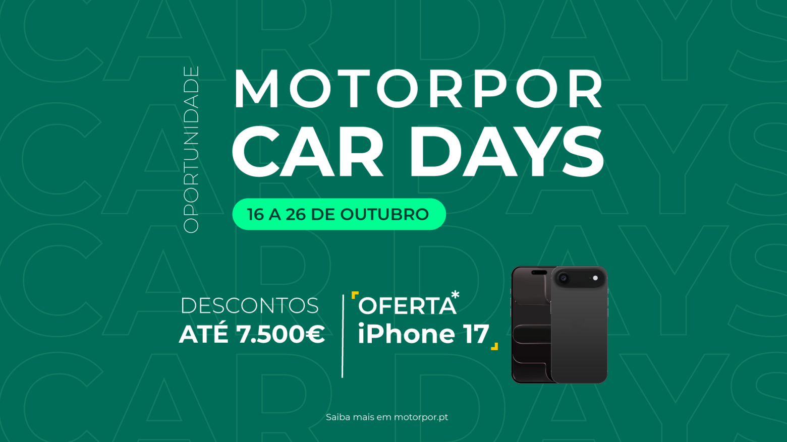 MOTORPOR Car Days 2025: descontos até 7.500€ e oferta de iPhone 17