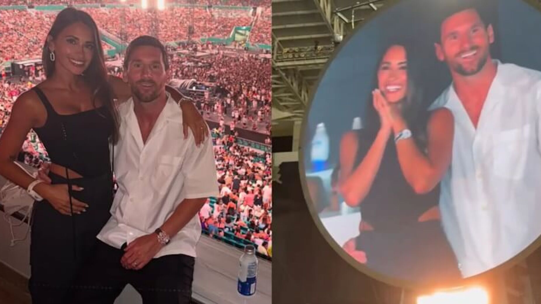 Messi e a mulher apanhados no 'kiss cam' em concerto dos Coldplay