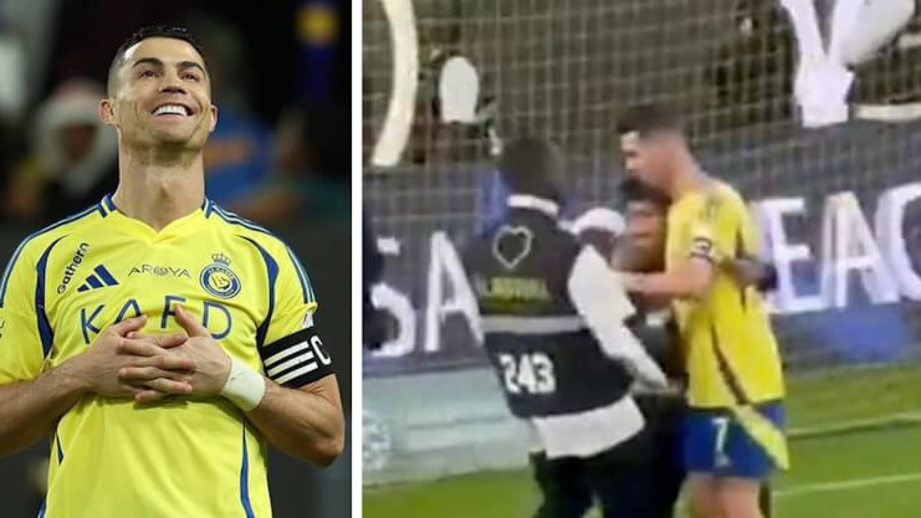 Gesto de Ronaldo com jovem que invadiu jogo do Al Nassr dá que falar