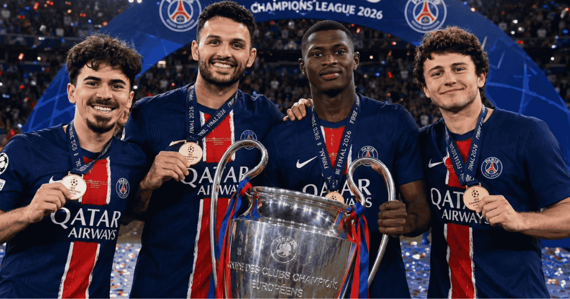O PSG lembrou-se de Portugal no Dia de Portugal. Com azulejos. E com os quatro que podem fazer hist&oacute;ria.