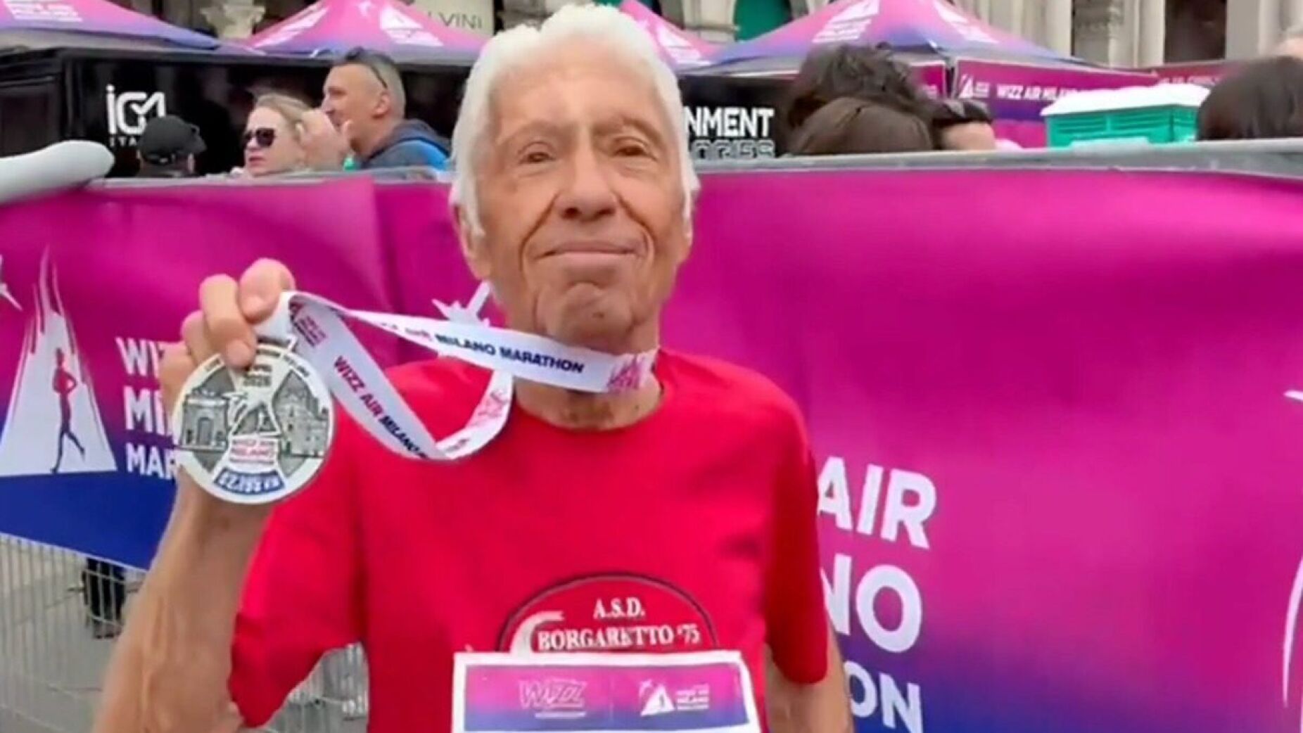 Aos 90 anos, italiano destr&oacute;i recorde mundial na Maratona de Mil&atilde;o e j&aacute; pensa em repetir