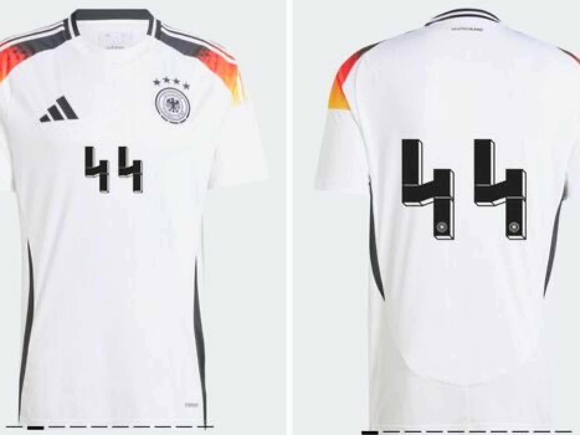 Alemanha muda design das camisolas por o número 44 lembrar as SS ligadas ao regime nazi