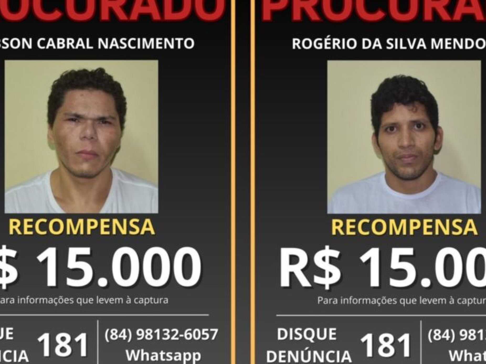 Polícia decide oferecer recompensa pela captura de “rambos brasileiros”