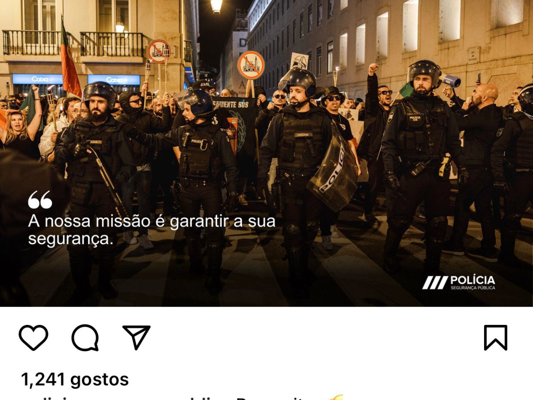 PSP apaga 'post' com foto de protesto nacionalista