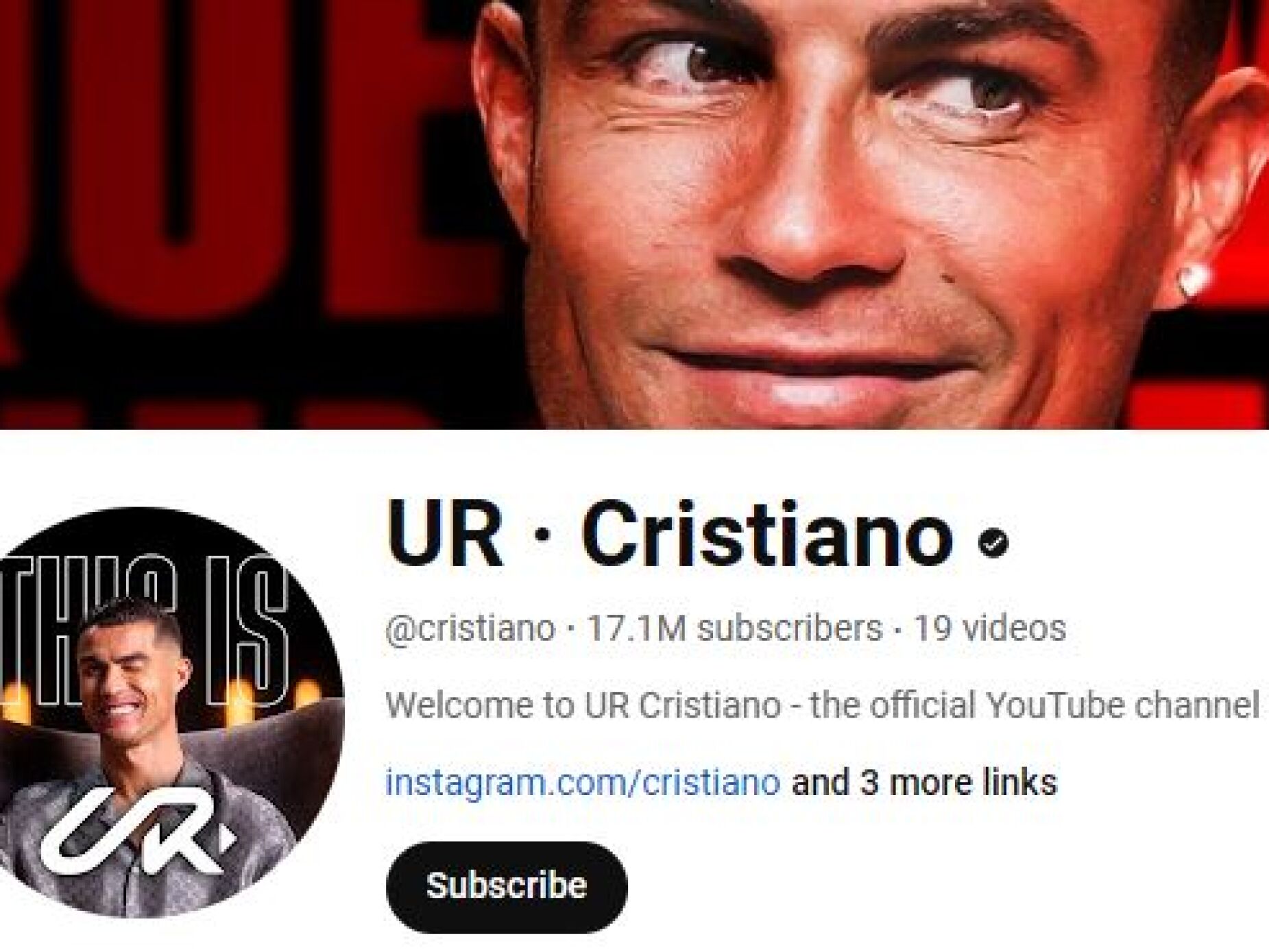 Canal de YouTube de Cristiano Ronaldo tem mais de 17 milhões de subscritores e já bateu um recorde