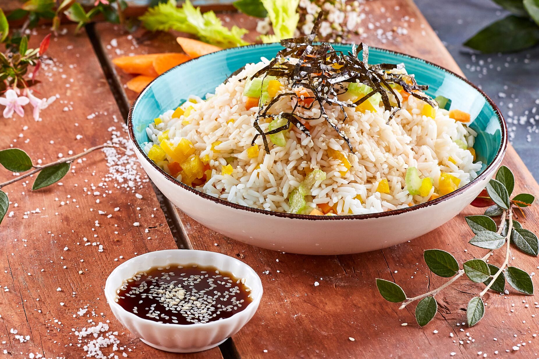 Salada de arroz asiática