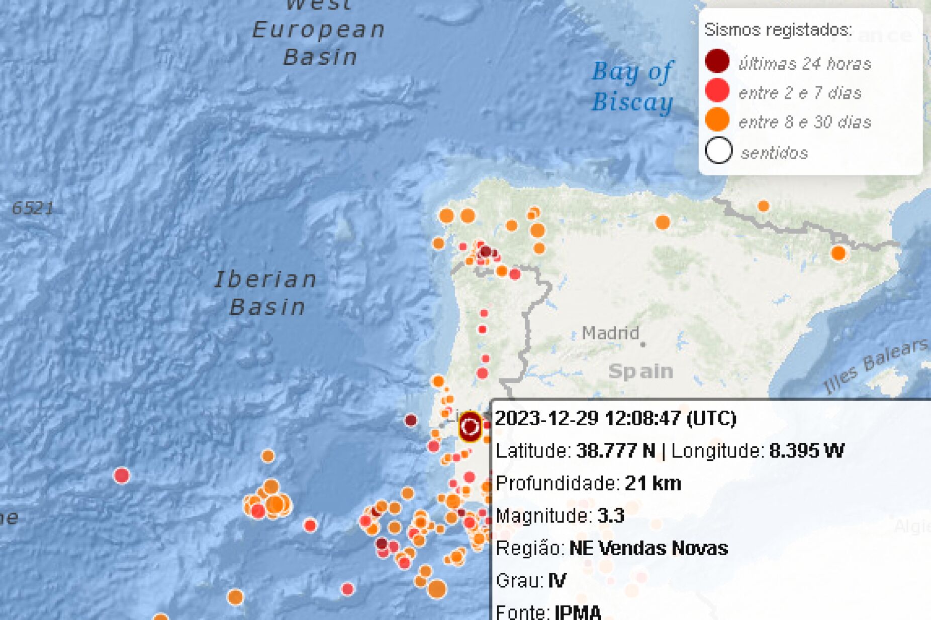 Sismo de magnitude 3,3 sentido em Vendas Novas 