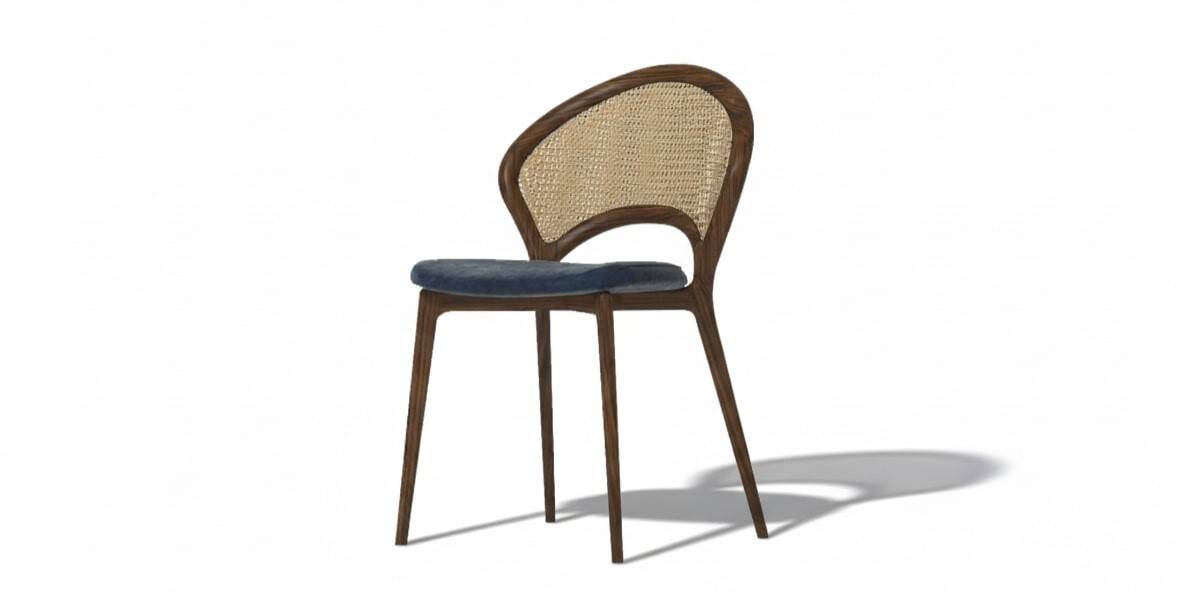QUAT TAY RATTAN CHAIR Perspective View ALMA de  LUCE