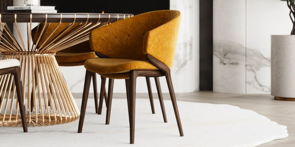 ROOM DECOR 128 Dining Room with Tesla Dining Table,Lateen DiningChair, total view ALMA de LUCE