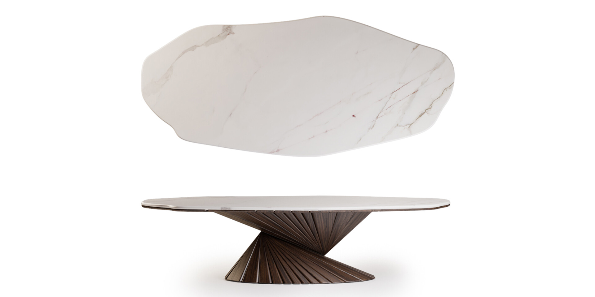 BONSAI DINING TABLE - Top and Front View - ALMA de LUCE