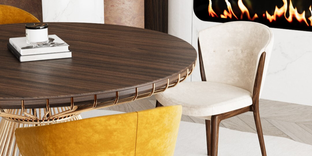 ROOM DECOR 128 Dining Room withLateen chair and Cappadocia Stool ALMA de LUCE