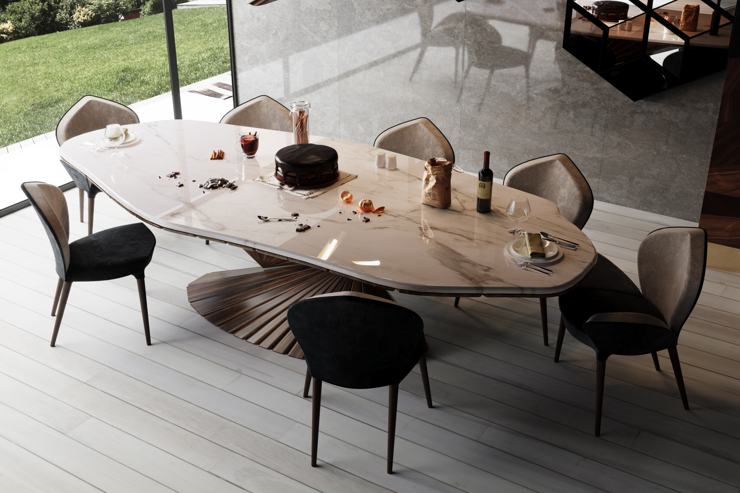 AMBIENTE 7 - BONSAI DINING TABLE DETAIL VIEW - ALMA de LUCE