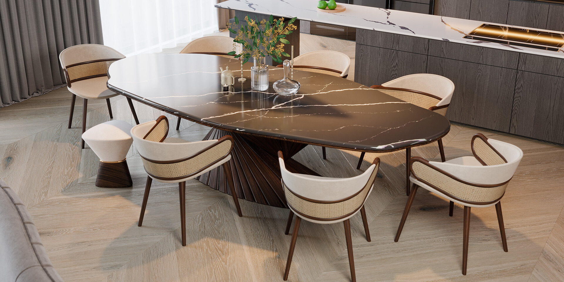 BONSAI DINING TABLE Nero Marquina ALMA de LUCE