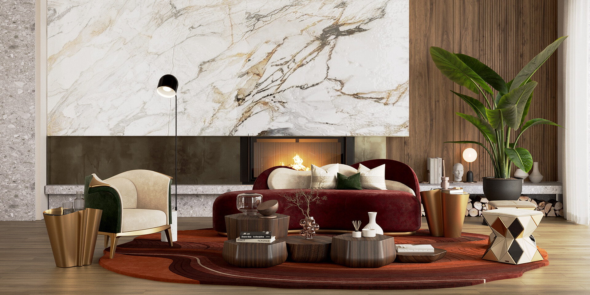 MCCOOL COFFEE TABLE Walnut wood Front View ALMA de LUCE