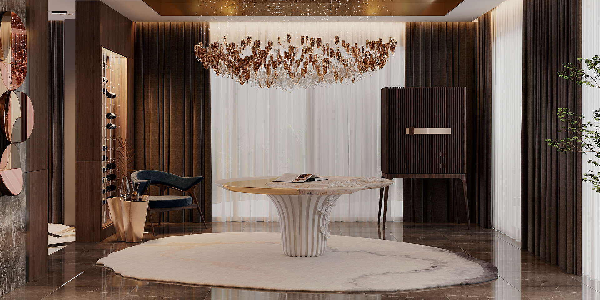 CARDOSAS PEDESTAL TABLE Contemporary and Luxurious Room ALMA de LUCE