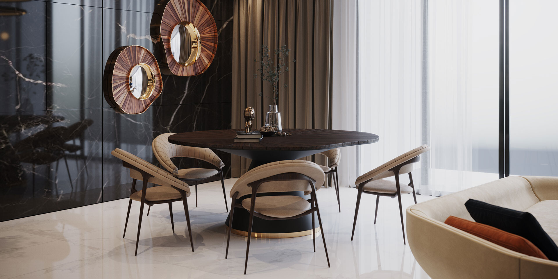 DARVAZA DINING TABLE Dining Room View ALMA de LUCE