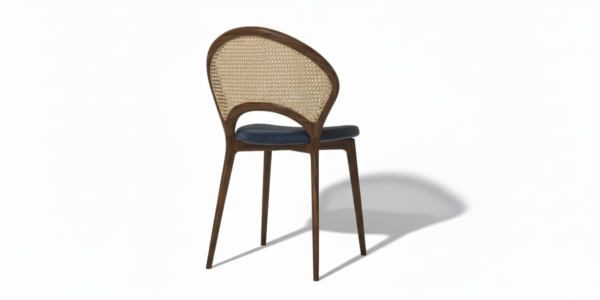 QUAT TAY RATTAN CHAIR Back Perspective View ALMA de  LUCE