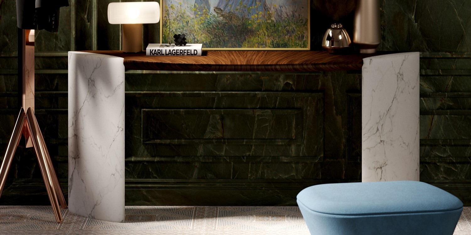 ROOM DECOR 126 Entrance with RA-HARAKTHY Console front view ALMA de LUCE