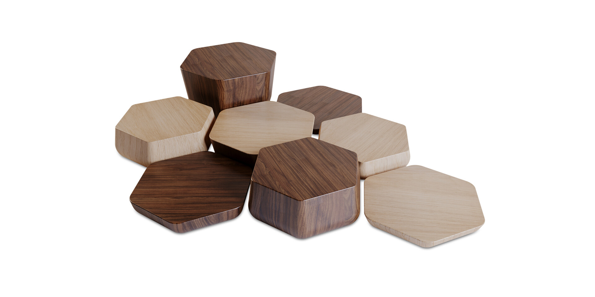 MCCOOL COFFEE TABLE Wood Version Prespective View ALMA de LUCE