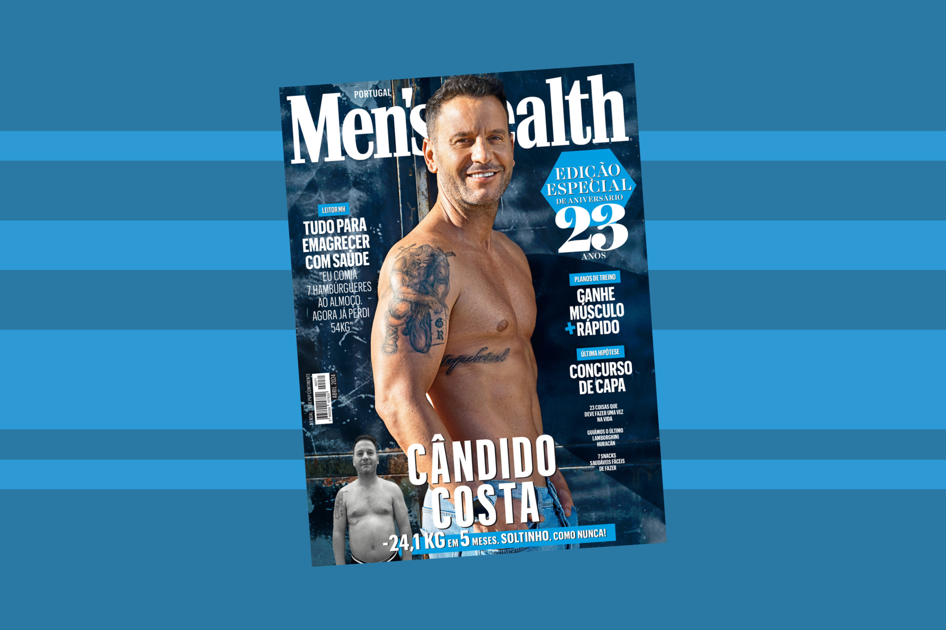 C&acirc;ndido Costa, com menos 24,1kg, na capa da Men's Health