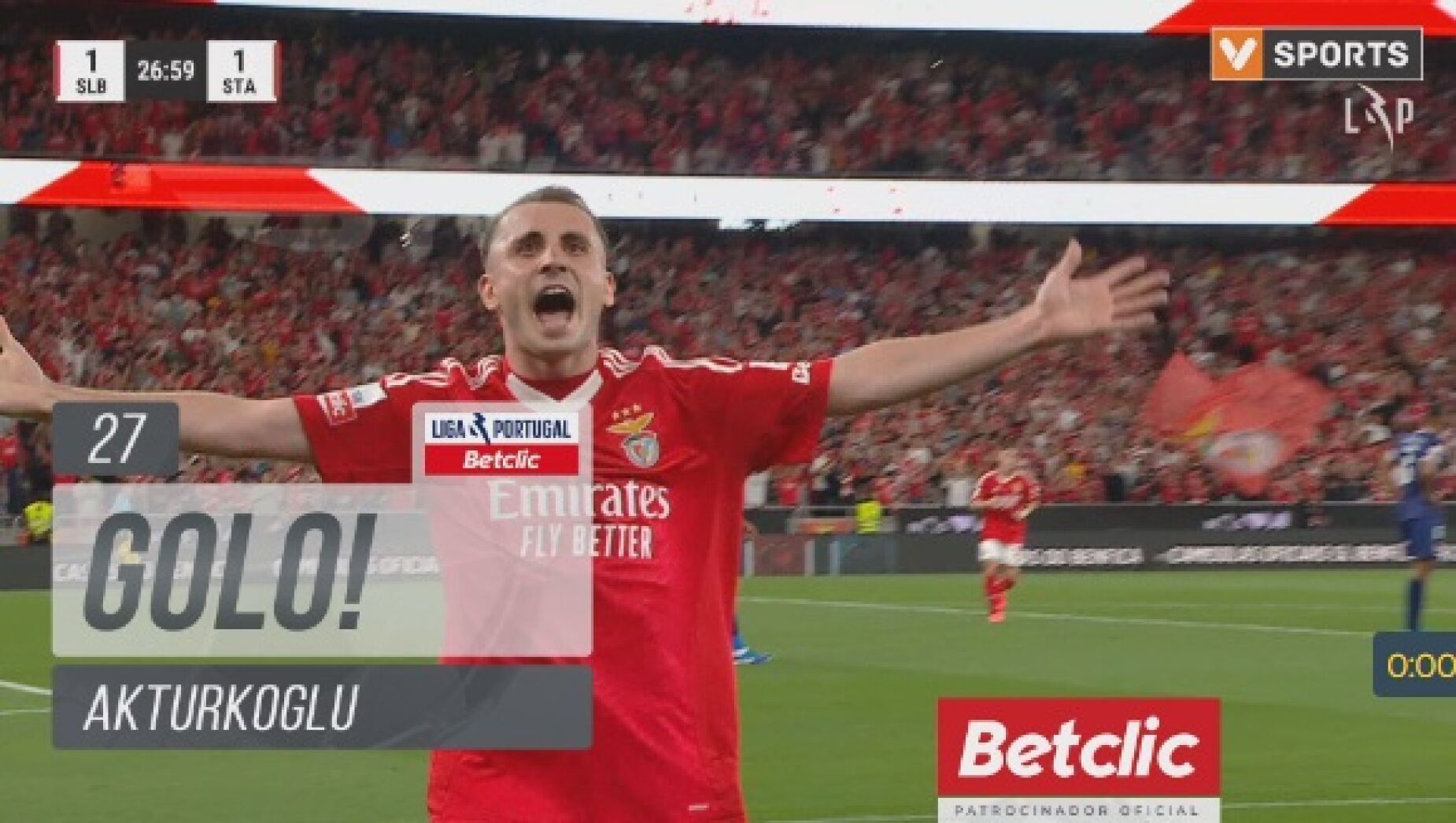 Benfica-Santa Clara: veja os golos de Akturkoglu e de Florentino