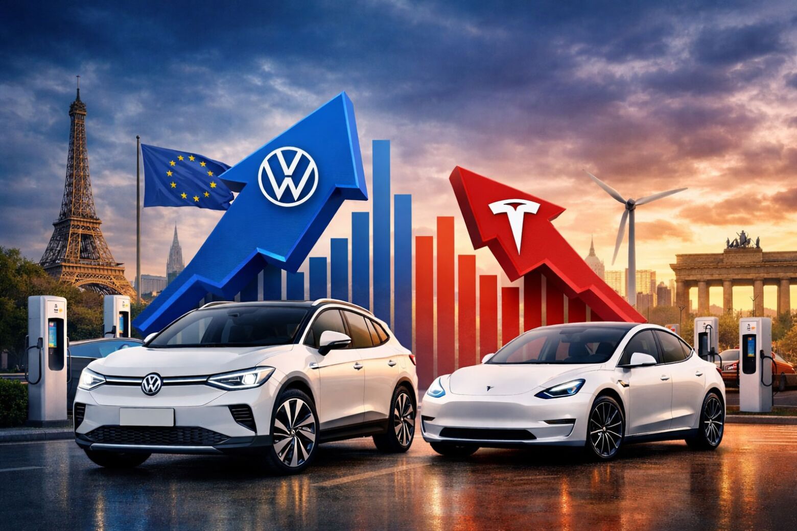 Volkswagen ultrapassa Tesla e lidera venda de el&eacute;tricos na Europa