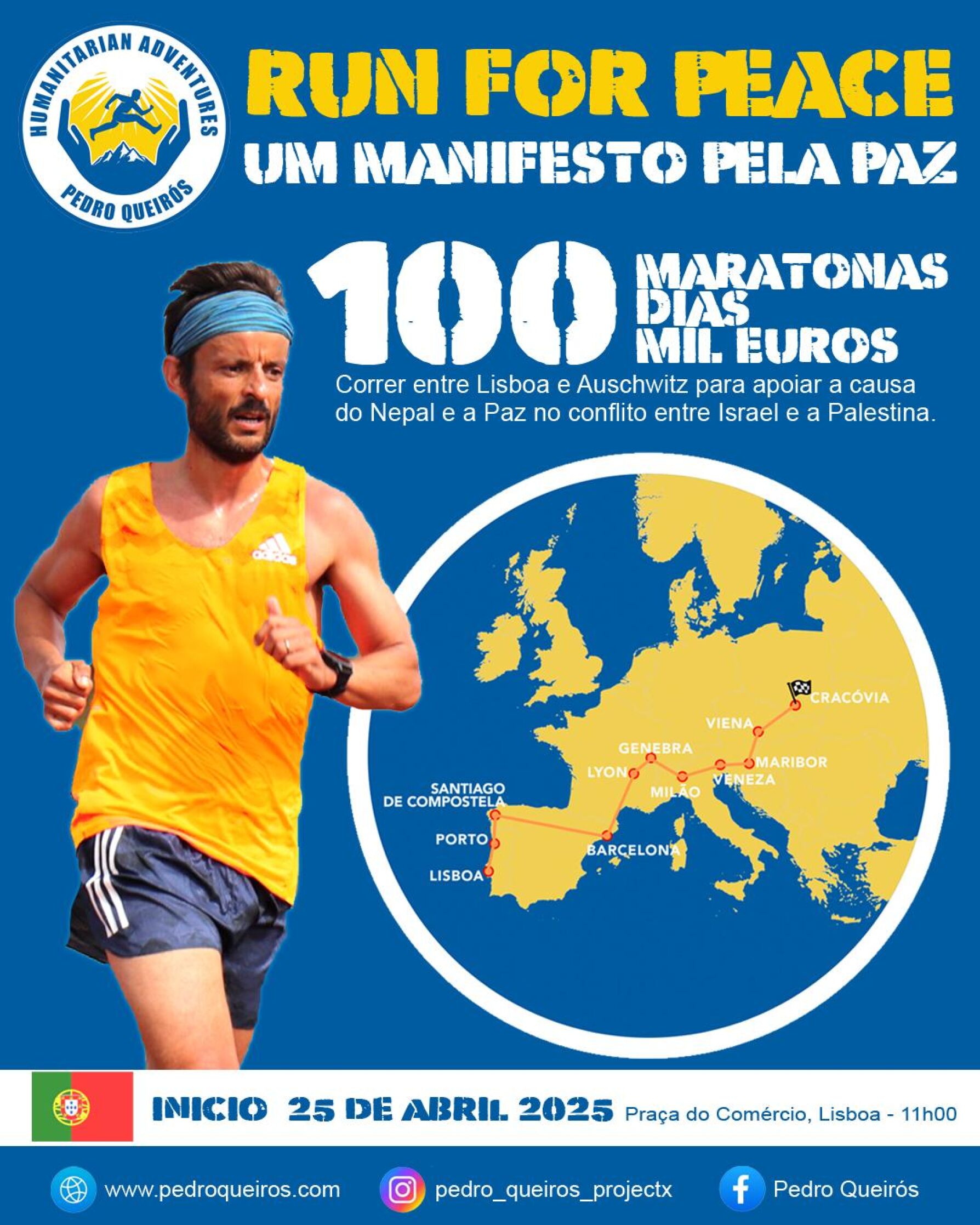 Pedro Queirós: “correr pela paz” cem Maratonas em cem dias, de Lisboa a Auschwitz