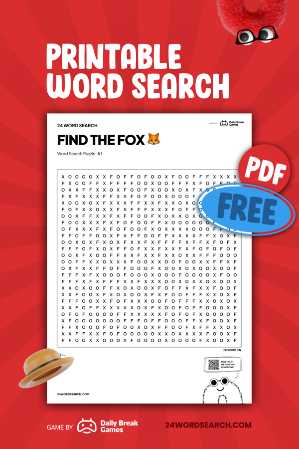Find the Fox: Word Search Puzzle to Print